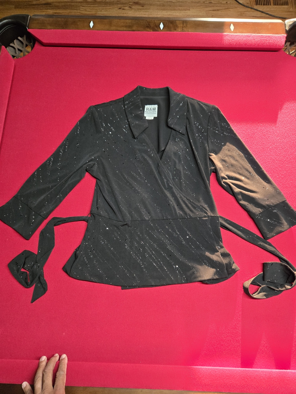 R&M Richards Women's Black Draped Open-Front Blazer - Picture 8 of 16